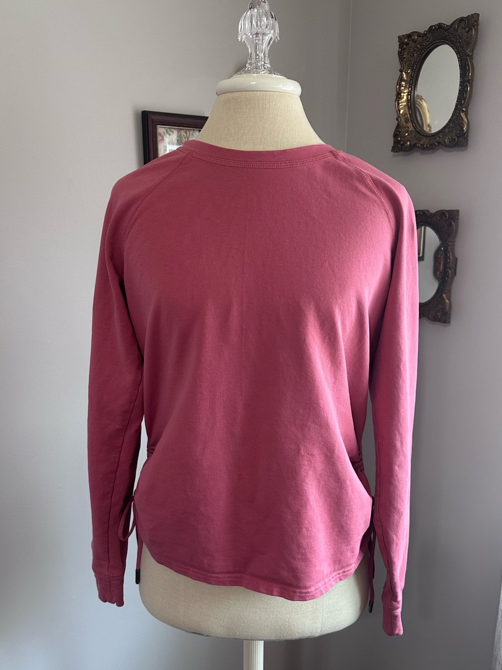Pact Women's Scoopneck Sweater in Dusty Rose Pink with Tie Cinched Sides